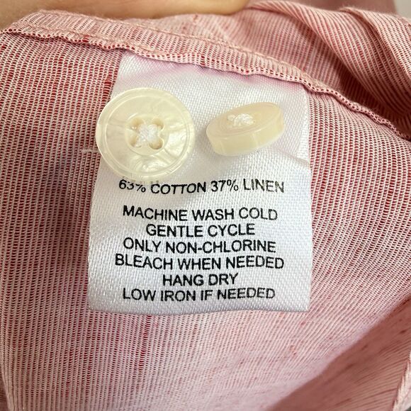 UNTUCKit Solid Pink Slubby COTTON LINEN Blend Button Down Collar Casual Shirt L - Picture 8 of 8